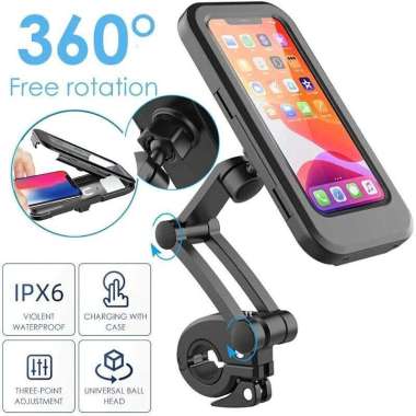 IPX6 Waterproof Phone Holder HP Stang Sepeda Motor Anti Air Magnetic 7 Inch