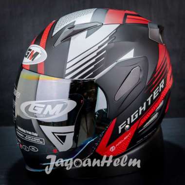 GM HELM FIGHTER ZIGO | BLACK RED DOFF | SINGLE VISOR M