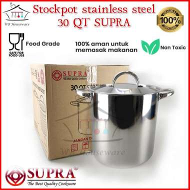 supra stockpot 30qt / 28,5liter / panci jumbo stainless + tutup / panci sayur