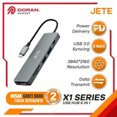 Kabel JETE X1 6 in 1 Converter HDMI to USB/Type C/Micro SD/SD Card - Garansi 2 Tahun