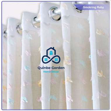 Gorden transparan smokring rubiah 12 ring 100x200 | tirai pembatas ruangan | vitrase gorden ruby put