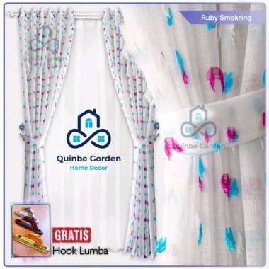Gorden transparan smokring rubiah 12 ring 100x200 | tirai pembatas ruangan | vitrase gorden ruby put
