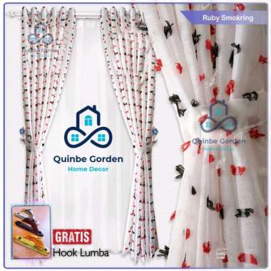 Gorden transparan smokring rubiah 12 ring 100x200 | tirai pembatas ruangan | vitrase gorden ruby put
