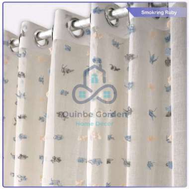 Gorden transparan smokring rubiah 12 ring 100x200 | tirai pembatas ruangan | vitrase gorden ruby put