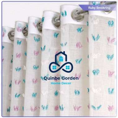 Gorden transparan smokring rubiah 12 ring 100x200 | tirai pembatas ruangan | vitrase gorden ruby put