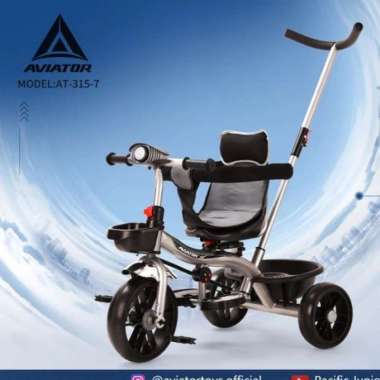 SEPEDA RODA TIGA AVIATOR 315-7 KURSI PUTAR, LAMPI,MUSIK Hitam
