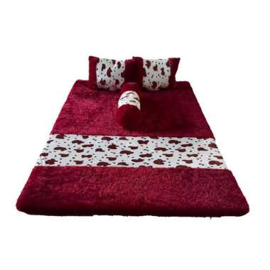 Kasur Bulu Rasfur Lipat Lantai Karakter Genesis Minimalis Uk.180x120x6 Maroon Cow