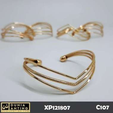 C107 Gelang Triple Love Lapis Tiga Cinta Gold Emas 18K Imitasi