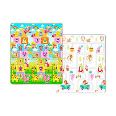 Yofi XPE Playmat Numeric Fun + Road Map Alas Lantai L [150 x 180 x 1.5 cm] Multicolor