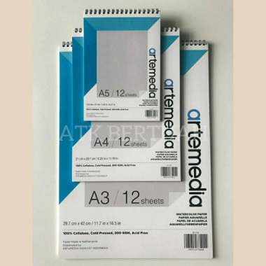 ARTEMEDIA WATERCOLOR RING BOOK BUKU GAMBAR LUKIS CAT AIR A3 A4 A5 A4