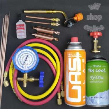 PAKET ALAT PENGISIAN FREON KULKAS R600A KOMPLIT + LAS MURAH Single