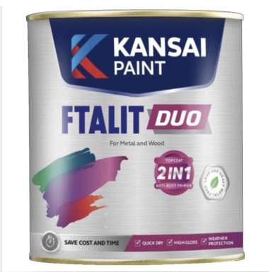 Kansai Paint FTALIT DUO 2in1 / CAT KAYU BESI / Cat+Primer / Kg Pure White Gloss
