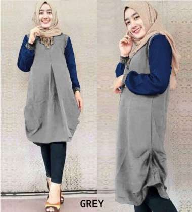 FEMMESHOPA-NO BRANDS/PAKAIAN DEWASA/TUNIK WANITA-YX Tunik Milia XL ABU