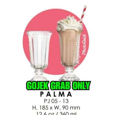 Gelas MilkShake Kaca Tebal Premium 6pcs - Gelas Jus Tinggi Kaki 6pcs