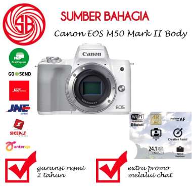 Sumber Bahagia - Canon EOS M50 Mark II Body Only Kamera Mirrorless White