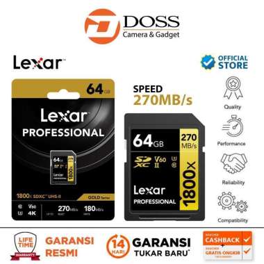 Lexar 64GB Professional 1800x SDXC UHS-II Memory Card / SD Card 64GB  280mb/s