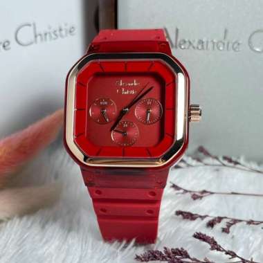 Jam Tangan Wanita Alexandre Christie AC2811 AC 2811 Red Original