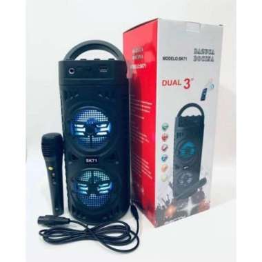Speaker Bluetooth Karaoke Free Mic SK 71 Dual 3â€  Suara Bagus