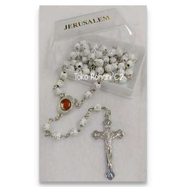Rosario Jerusalem Gambar Salib Silver/Gold 6mm - Rosario Jerusalem - Rosario Rohani SILVER