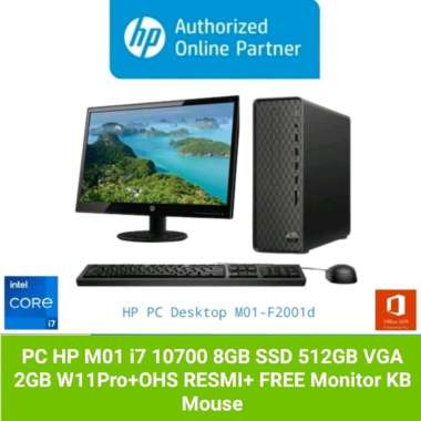 HP PC M01 i7-10700 8GB 512GB VGA 2GB W11PRO+OHS RESMI + FREE MONITOR KB MOUSE