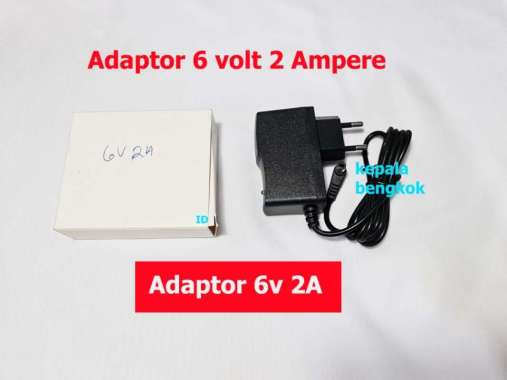 adaptor 6v 2a kepala bengkok - ID adaptor switching 6 volt 2 ampere hitam