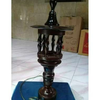 KAP LAMPU MEJA MODEL KARAWANG BAHAN KAYU JATI ASLI - DEKORASI MURAH