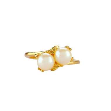 1901 Jewelry Cincin Wanita Arena Mutiara Lapis Emas Semua Ukuran