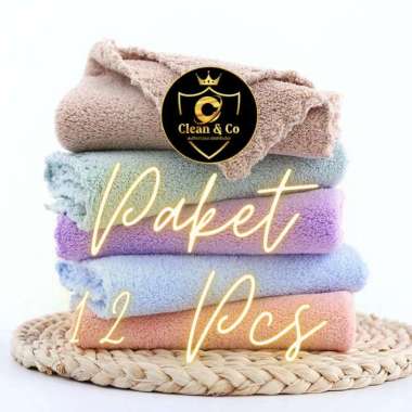 Paket 12 Pcs Lap Kain Microfober Ukuran 30x30 cm Tebal 320 gsm
