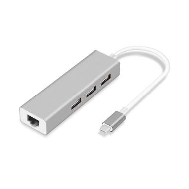 Grey RJ45 Network Interfaces HUB Adapter with Micro SD//SD Card Slots USB-C//Type-C HDMI T7 8 in 1 USB-C//Type-C to 3 USB 3.0 Durable Color : Grey