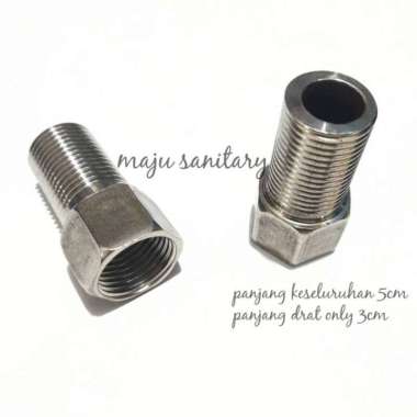 sok drat panjang stainless sok drat luar dalam 1/2 inch sok kran 1/2"