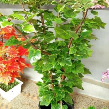 _ New Tanaman Bunga Pohon Sintetis - Daun Plastik Dekorasi -