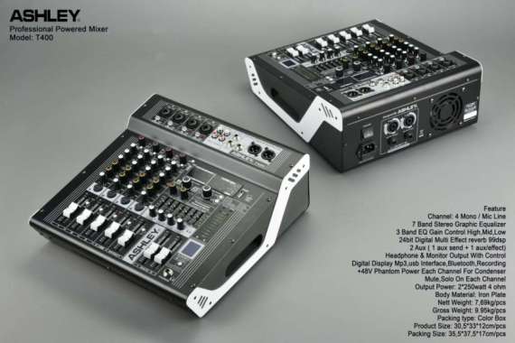 Power Mixer ASHLEY T400 / T-400 4 CHANNEL ORIGINAL ASHLEY
