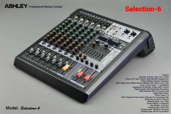 Mixer Ashley Selection 6 Original 6 Channel Bluetooth - USB