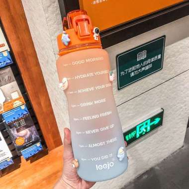 Botol Leejo / Botol Minum 2 Liter Jumbo / Tumblr Air Tanda Waktu ORANGE BIRU