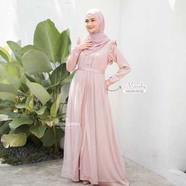 EmmaQueen Gamis Brukat Mutiara - Dress Maudy M Moon Rose