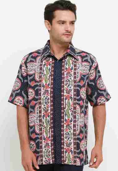Batik Arjunaweda Hem Batik Kembang Semanggi Biru Tua 63101012 Biru Tua L