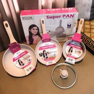 BOLDe Panci Wajan Set Super Pan Granite Set Beige 3 + 1 PCS SUPER PAN dengan Coating Granite Ceramic