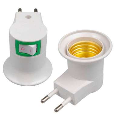 Fitting Lampu Portable - Colokan Lampu Bohlam Universal dengan Tombol On Off Putih