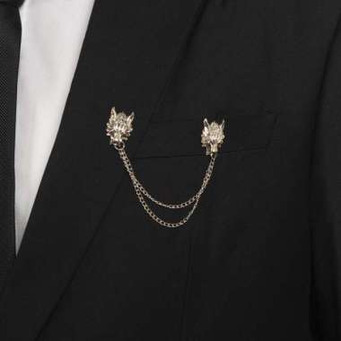 Houseofcuff lapel pin brooch bros untuk jas RANTAI SILVER AA