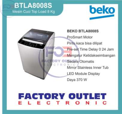 Mesin Cuci Top Loading 8 Kg BEKO BTLA8008S ONLY TANGERANG