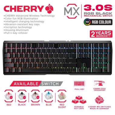 CHERRY MX Wireless Gaming Keyboard Full Size MX 3.0S WL RGB BLACK MX RED SILENT