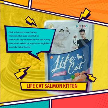 LIFE CAT Kitten Salmon Makanan Kucing Sachet Basah [85 g]
