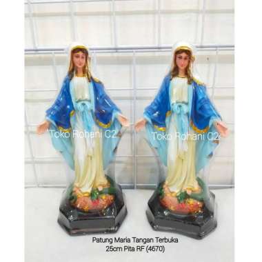 Patung Maria Tangan Terbuka 25cm Pita RF (4670) - Patung Maria -Patung