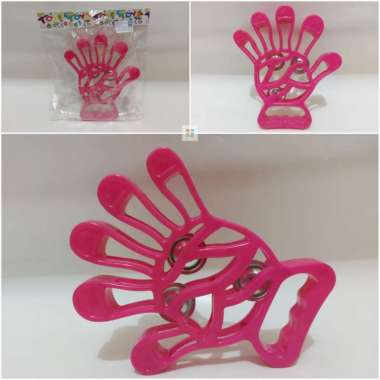 Mainan Musikal Kerincingan Tamborin Bentuk Tangan Rebana Tamborine Pink