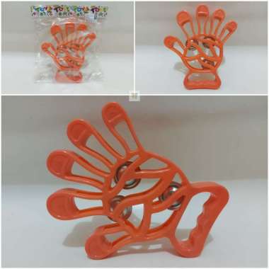 Mainan Musikal Kerincingan Tamborin Bentuk Tangan Rebana Tamborine Orange
