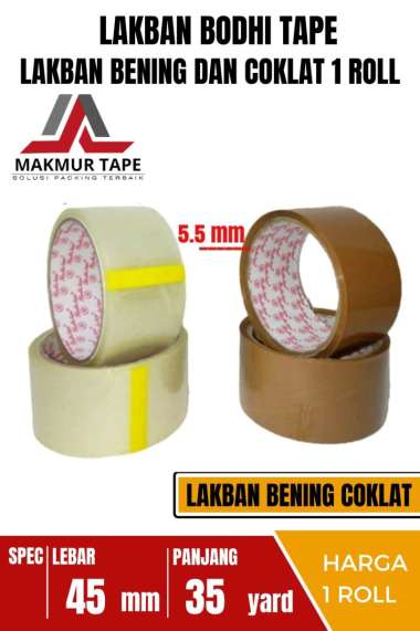 LAKBAN BENING COKLAT BODHI TAPE UK 45MM X 35 YARD 1 ROLL BENING