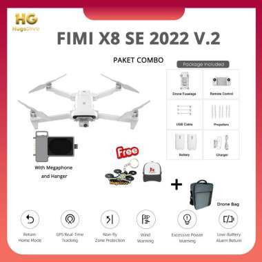 FIMI X8SE 2022 V2 Drone GPS 10KM 4k 48MP 3-axis Gimbal With Megaphone COMBO WHITE