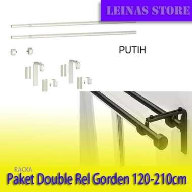 Double Rel Batang Kecil Gorden Vitrase Adjustable Rel uk 120-210 cm Hitam