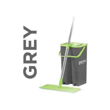 Goto Moko Mop Alat Pel Set Pembersih Lantai Magic Flat With Bucket Grey