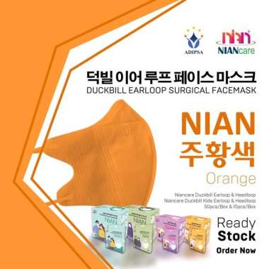 Masker Medis DuckBill Niancare 3Ply - Sensi Pokana 10pcs Orange